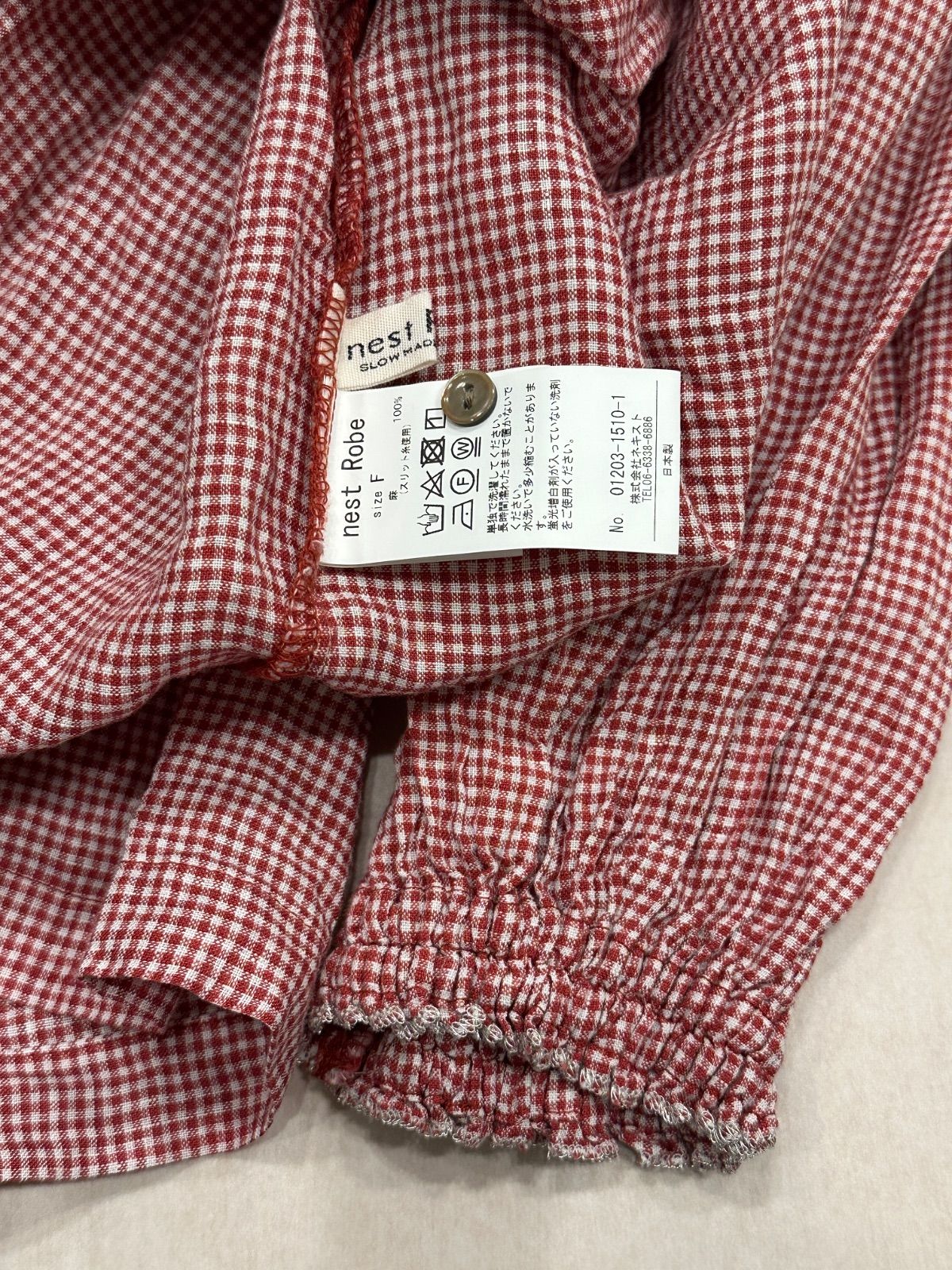 nest robe ネストローブ ギンガムチェック kanoco 別注 ブラウス 美品【nest robe 】ネストローブ ギンガムチェック kanoco 別注