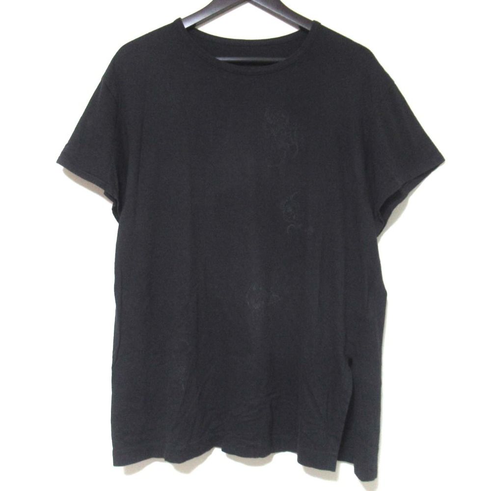 Yohji Yamamoto ヨウジヤマモト プリント スリットヘム 半袖 Tシャツ 2サイズ ブラック レディース 古着