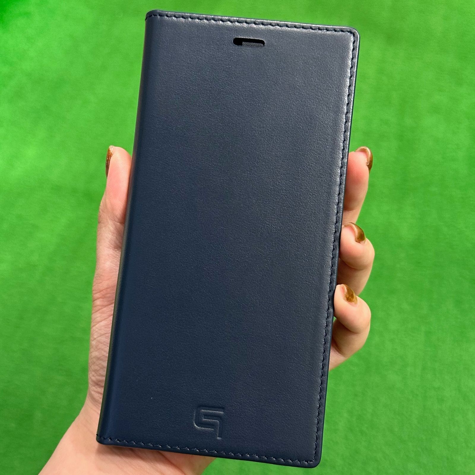 iPhoneXSMax iPhoneケース スマホケース GRAMAS 本革 ネイビー