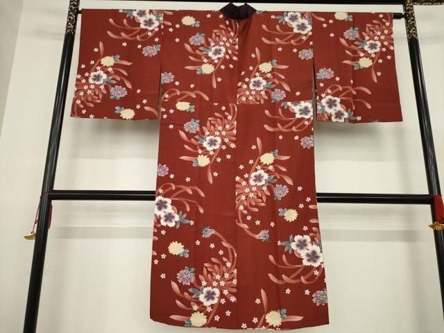 平和屋着物○長襦袢 無双仕立て エ霞舞花地紋 黄金色 やまと誂製 正絹