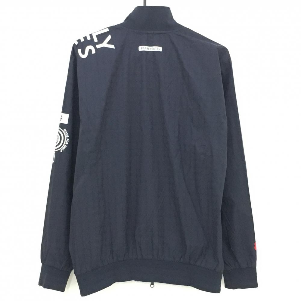 美品】パーリーゲイツ ジャケットブルゾン ネイビー 地模様 ロゴ