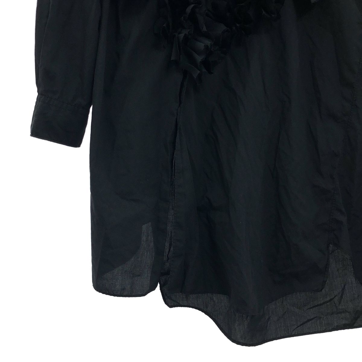 COMME des GARÇONS 段々フリル ロングシャツ 長袖 ポリエステル コムデギャルソンCOMME des GARCONS フリル装飾シースルーロング