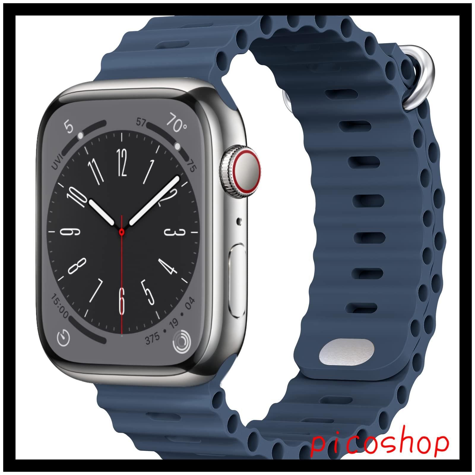 Ultra iWatch SE for 49mm Series 45mm 8/7/6/5/4/3/2/1 44mm に対応 42mm スポーツバンド 41mm 交換ベルト 40mm シリコン製 38mm バンド 柔らかい アップルウォッチ 通気 オーシャンバン