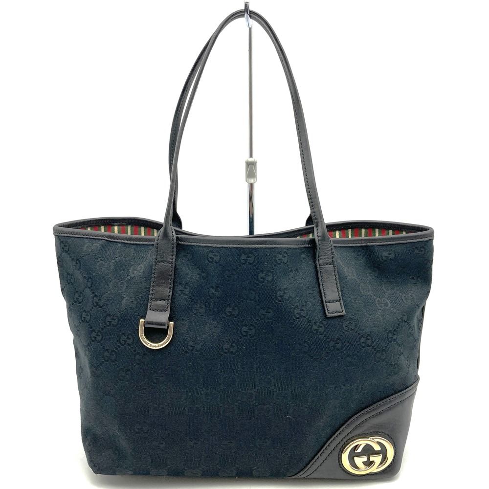 GUCCI グッチ 169946 トートバッグ ブラック GGキャンバス×レザー 