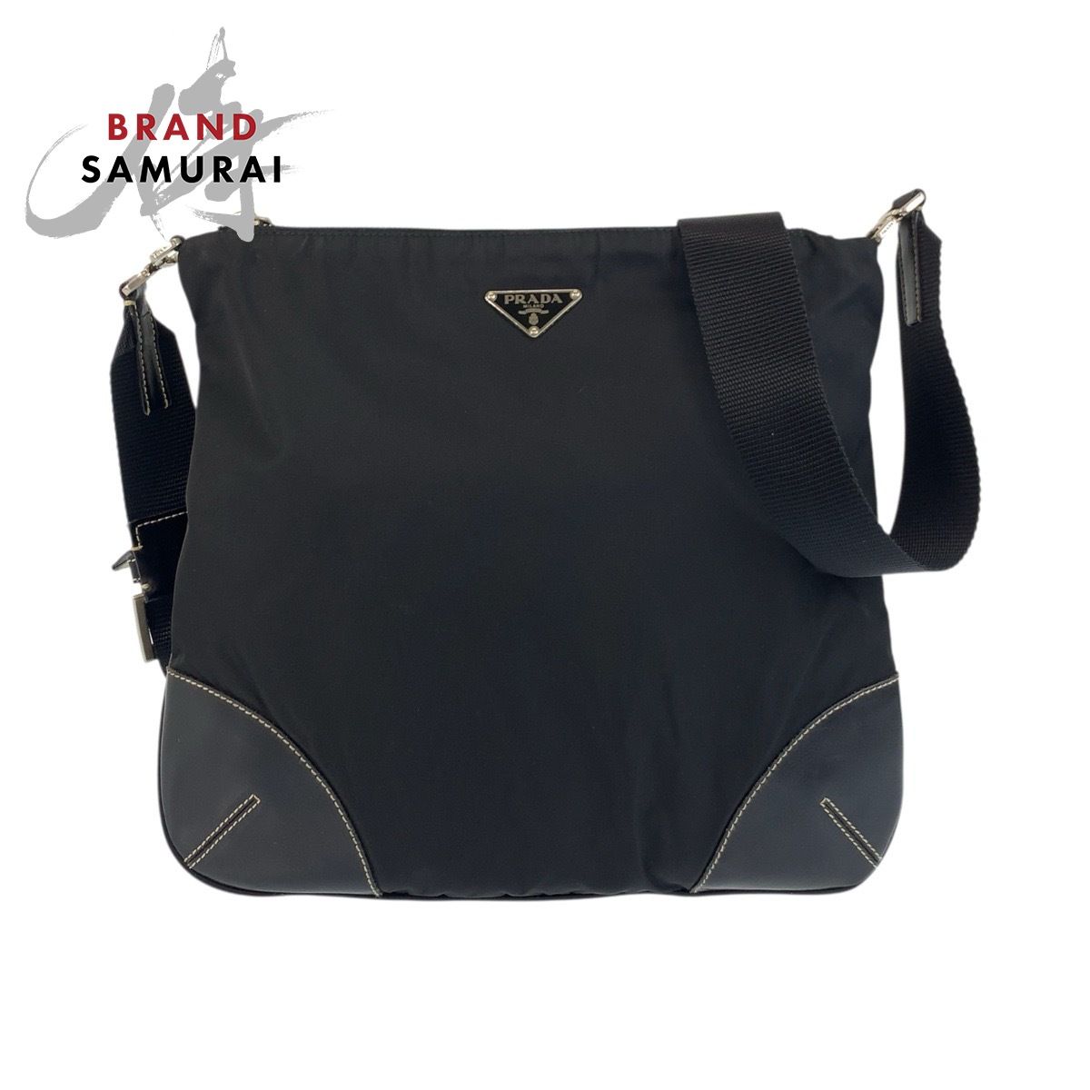 【美品】プラダ テスート ショルダーバッグ 三角ロゴ 黒 エナメル 白タグ 美品 PRADA プラダ テスート 三角ロゴプレート ブラック 黒