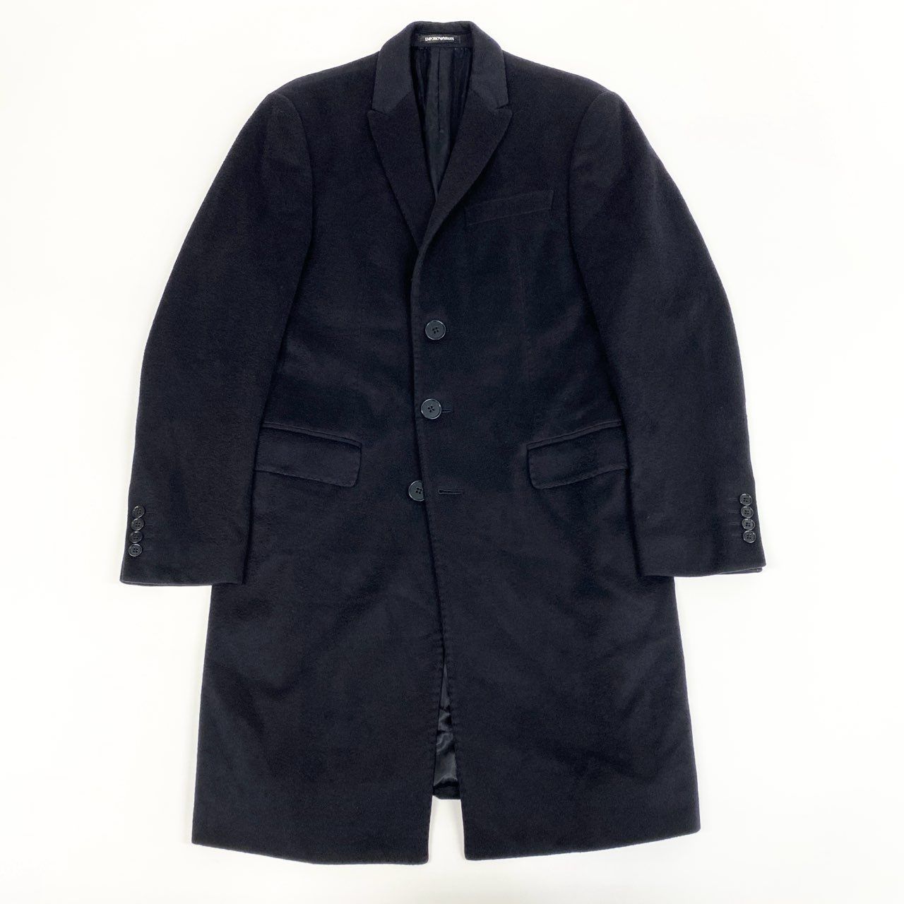 69i26 EMPORIO ARMANI エンポリオアルマーニ カシミヤチェスターコート カシミア ロングコート 46サイズ ネイビー メンズk02i