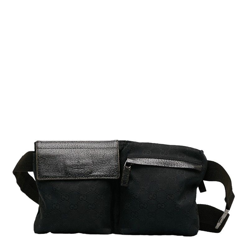 GUCCI ブラック ボディバッグ グッチ GGキャンバス ボディバッグ ウエストバッグ 28566 ブラック