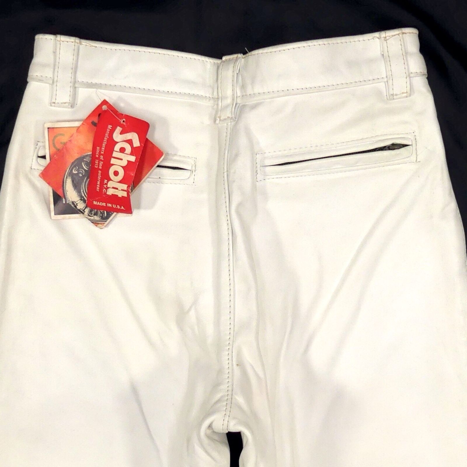 Schott ショット レザーパンツ W32 本革 白 希少 メンズ 革パンツ 本皮