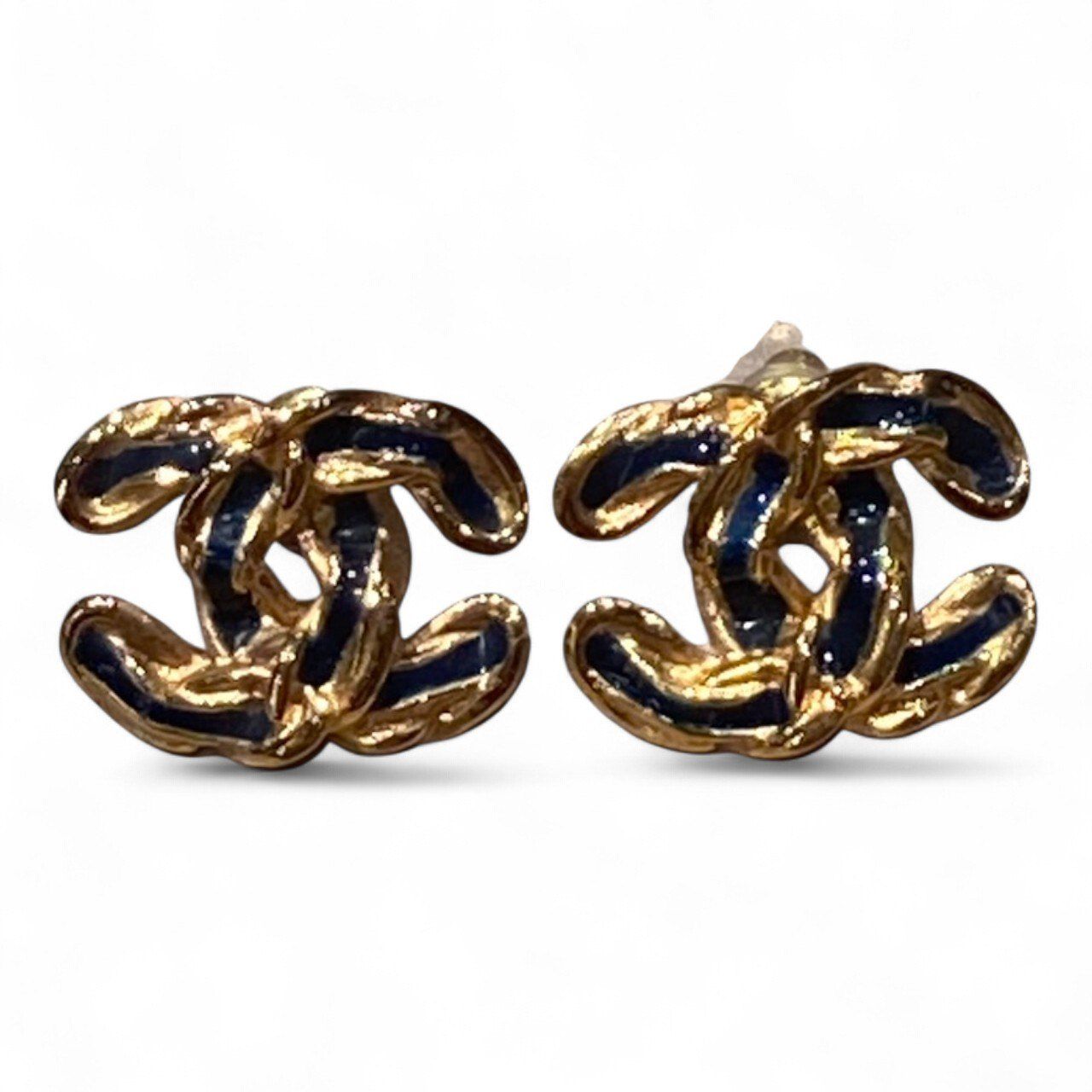 CHANEL シャネル ⑤ pierce logo chain motif 99a レディース ゴールド×ブラック