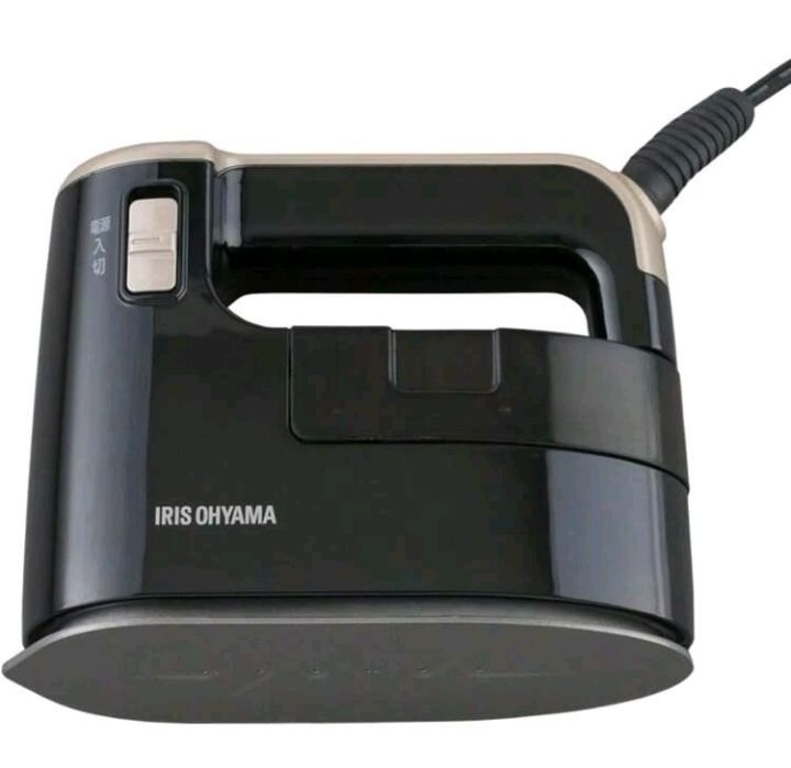 アイリスオーヤマ 衣類スチーマー スチームアイロン ハンガーにかけたまま 2WAY 3大臭カット コンパクト 軽量 ブラックゴールド