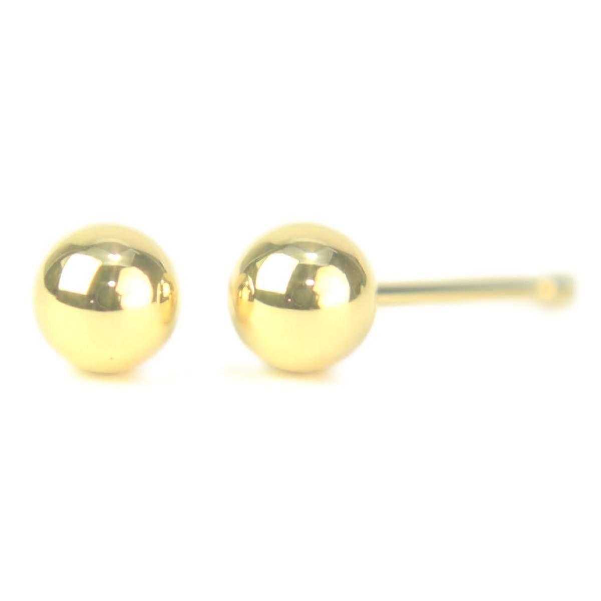 【数量限定】軸太 K18イエローゴールド丸玉ピアス 18金 5mm ピアス芯幅太タイプ 太さ0.9mm長さ10mm 1ペア両耳販売 ボールピアス セカンドピアス 18金 K18yg 幅太 yokomountain (ダブルロックキャッチ大)
