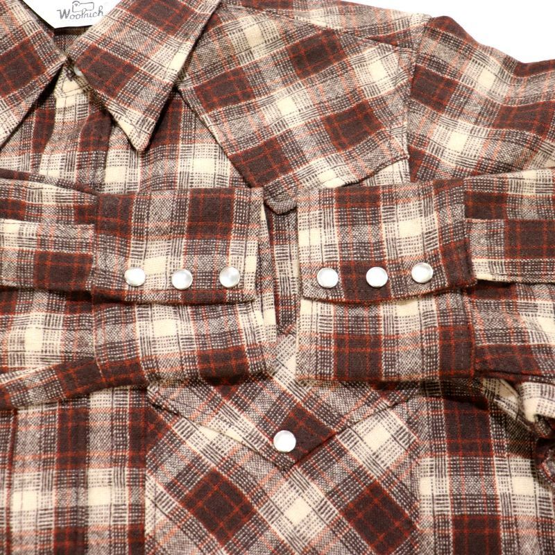 80s USA製 vintage WOOLRICH チェック柄 ウール ウエスタンシャツ メンズ 表記Mサイズ