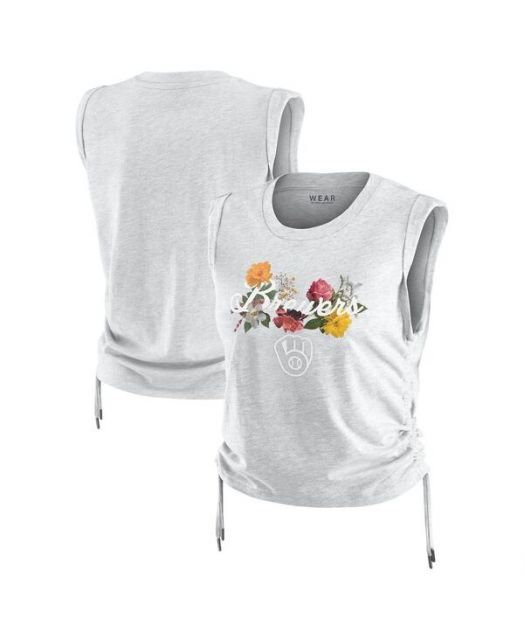 送料無料 ウェア バイ エリン アンドルーズ レディース タンクトップ トップス Women sHeather Gray Milwaukee Brewers Cinched Tank Top Heather Gray