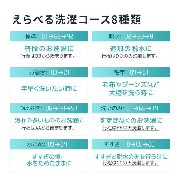 8種類洗濯コース 小型洗濯機