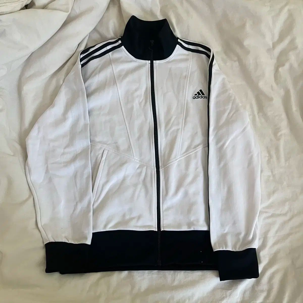 adidas アディダス ジャージ ジップアップ トラックトップス 白 黒 L