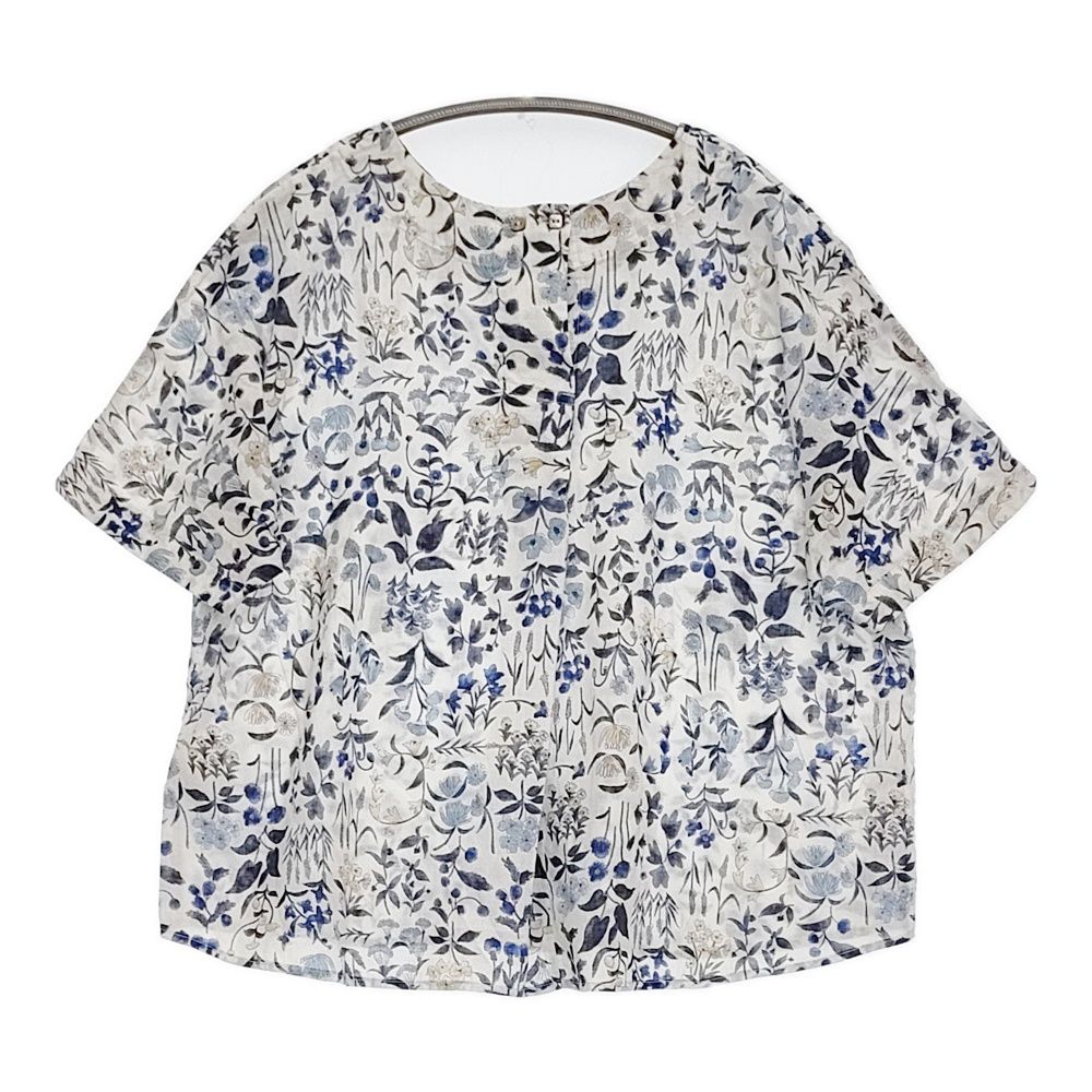 Pal las Palace ガーゼ花巡り柄 5分袖プルオーバーシャツ サイズ2 ブラウス 25SS ホワイト ブルー レディース パラスパレス 5-0902S♪