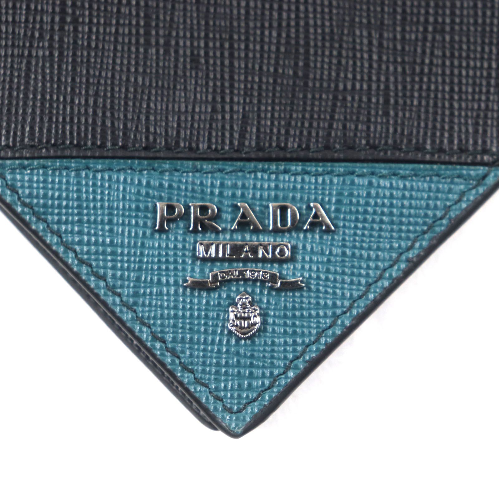 極美品▽PRADA プラダ 2MO004 サフィアーノレザー バイカラー ロゴ金具 