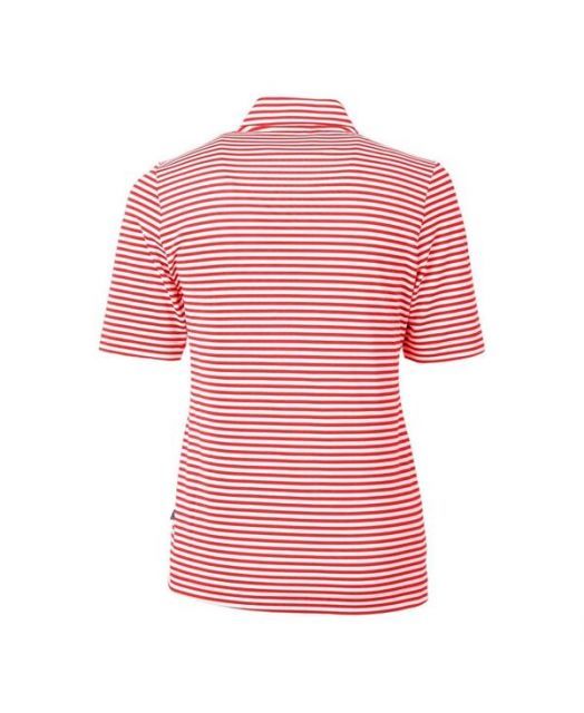 カッターアンドバック レディース ポロシャツ トップス Women s Red NC State Wolfpack DryTec Virtue Eco Pique Stripe Polo