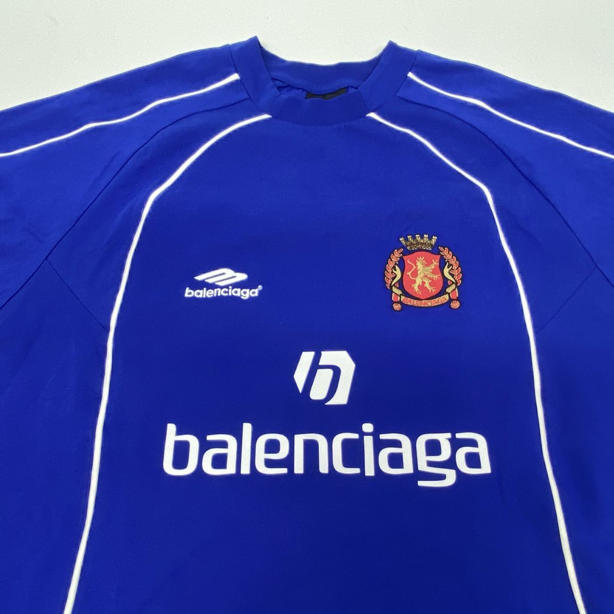 BALENCIAGA Soccer Tシャツ ブルー サイズ2 ◇関税込◇【BALENCIAGA】Soccer logo cotton jersey T-shirt