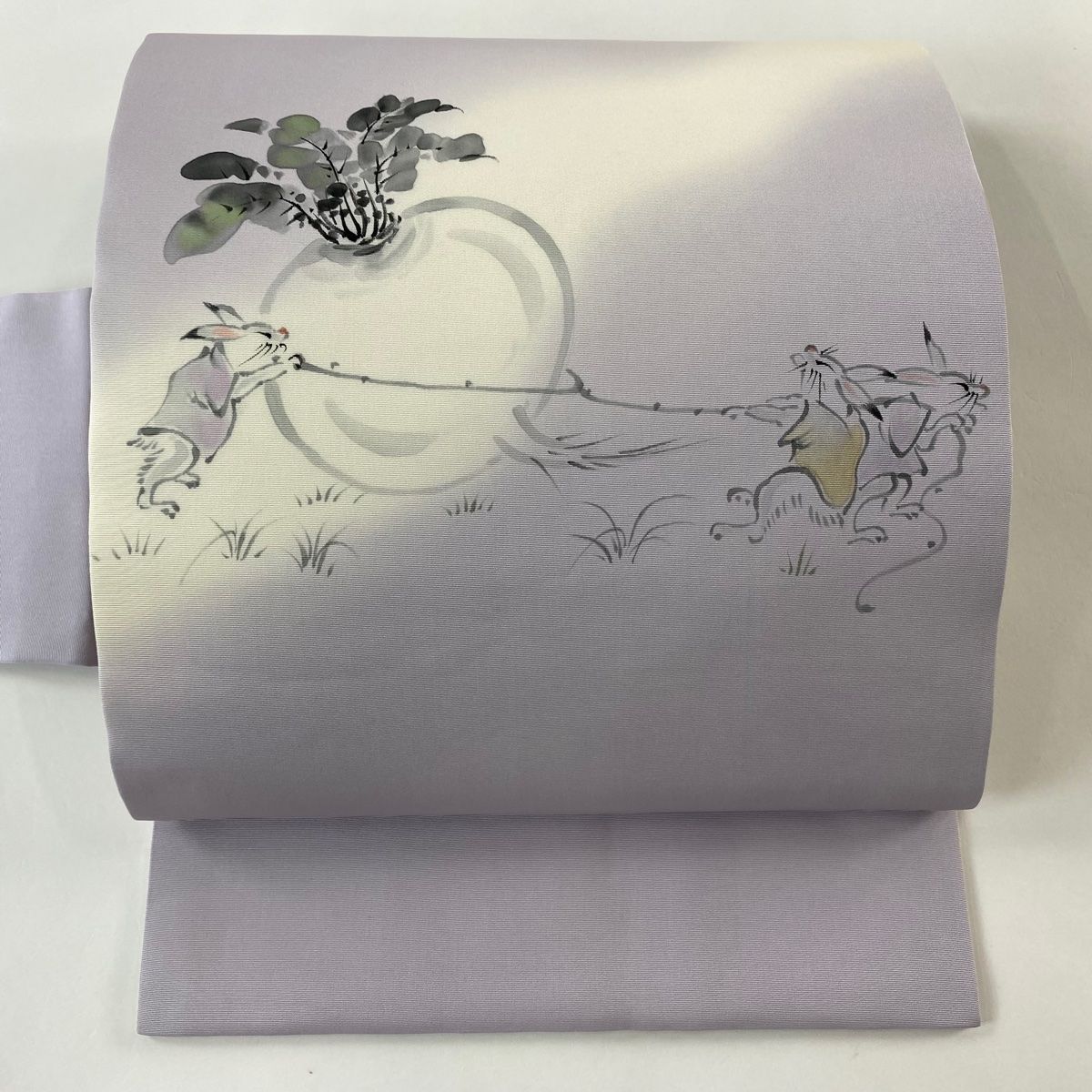 名古屋帯 うさぎ かぶ ぼかし 薄紫 正絹