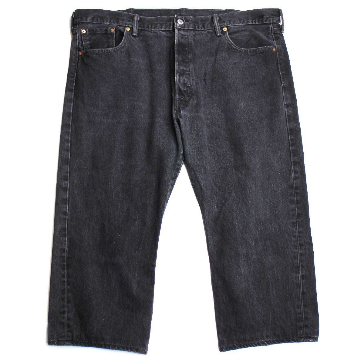 Levi'sリーバイス 501 ダメージ ブラック デニムパンツ w42★SDP2260 ジーンズ ストレート クロップド オーバーサイズ ビッグサイズ