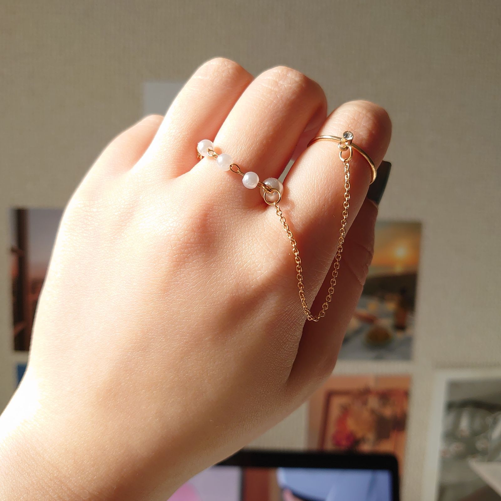 最も完璧な チェーン付きリング（ゴールド） メルカリ - アクセサリー