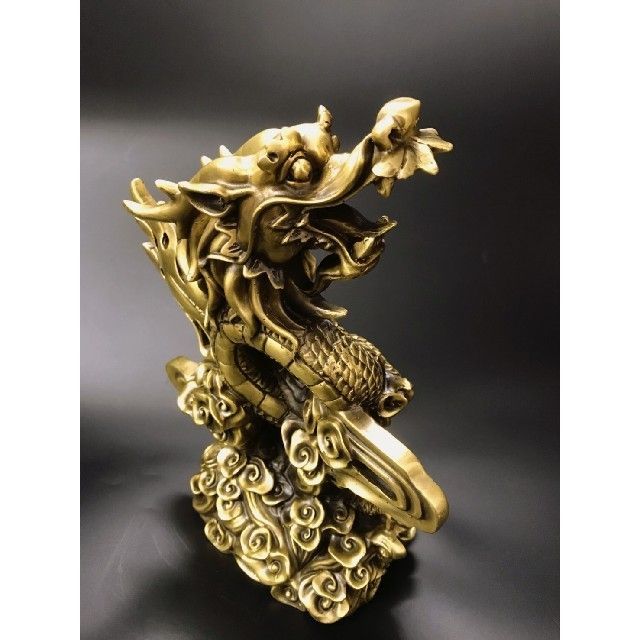 【開運】お清め済 昇龍 金色ドラゴンの置物 昇龍 銅製 置物 開運厄除 祈願成就 ドラゴン 置物 風水 アイテム 龍 竜
