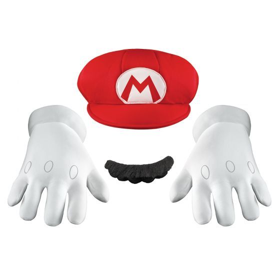 スーパーマリオ ハロウィン コスプレ Mario Adult Accessory Kit マリオ 大人用 帽子 口ひげ 手袋 3点セット レッド 73790