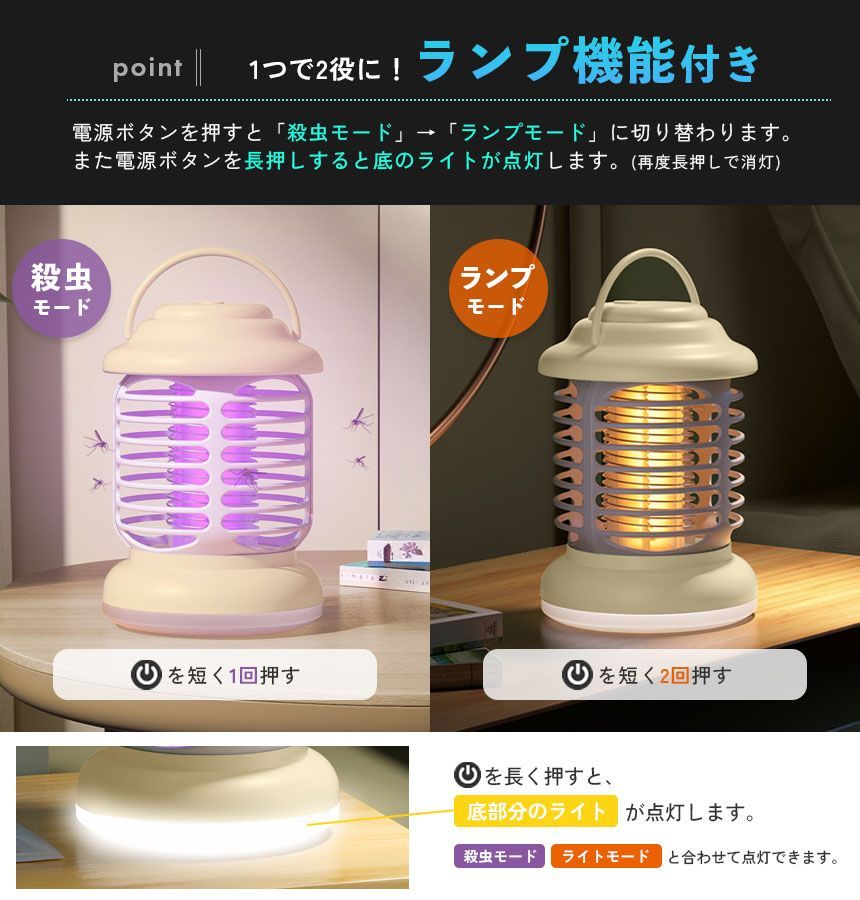 電撃殺虫器 蚊取り器 殺虫機 殺虫器 虫除けライト 虫除け アウトドア 便利 電撃殺虫器 最新強力殺虫機 電気蚊取り器 捕虫器 UV光源