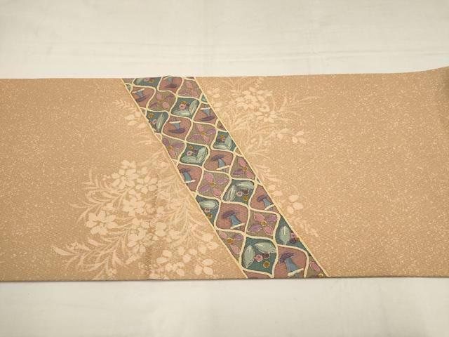 平和屋着物●太鼓柄袋帯　紬地　抽象文様　金糸　正絹　逸品　DAAU5924ps 平和屋着物○太鼓柄袋帯 紬地 抽象文様 金糸 正絹 逸品 DAAU5924ps