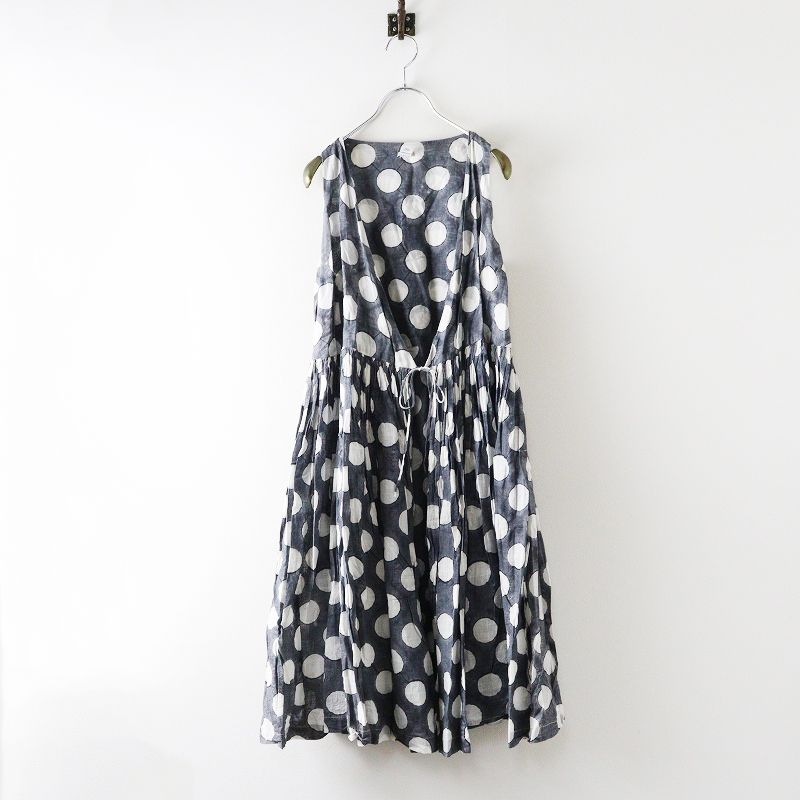 ドーサ dosa Rajasthani Dress カディコットン ラジャスタンドレス 1 ダークグレー ドット カシュクール ワンピース 2400014653649