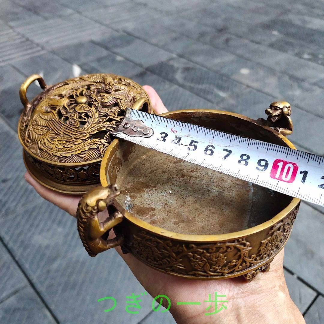 銅細工 龍鳳薫香炉 盤香薫炉 香道具 装飾品 工芸品 美術