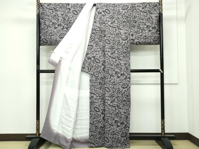 平和屋□極上 キモノデザイナー 斉藤上太郎 小紋 ふくれ織 洋花文 やまと