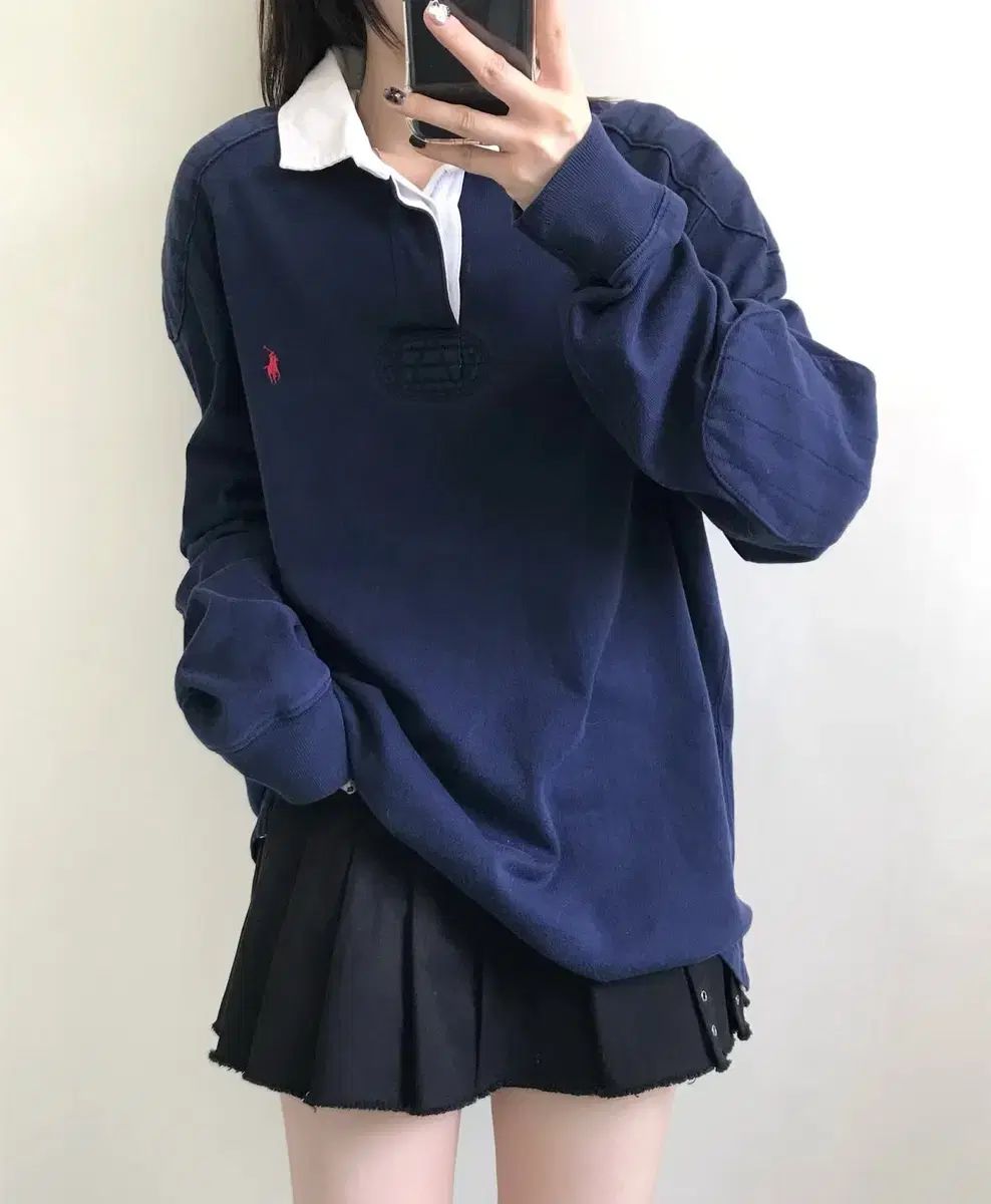 Polo by Ralph Lauren ポロ レッドポニー ネイビー ラグビースウェットシャツ