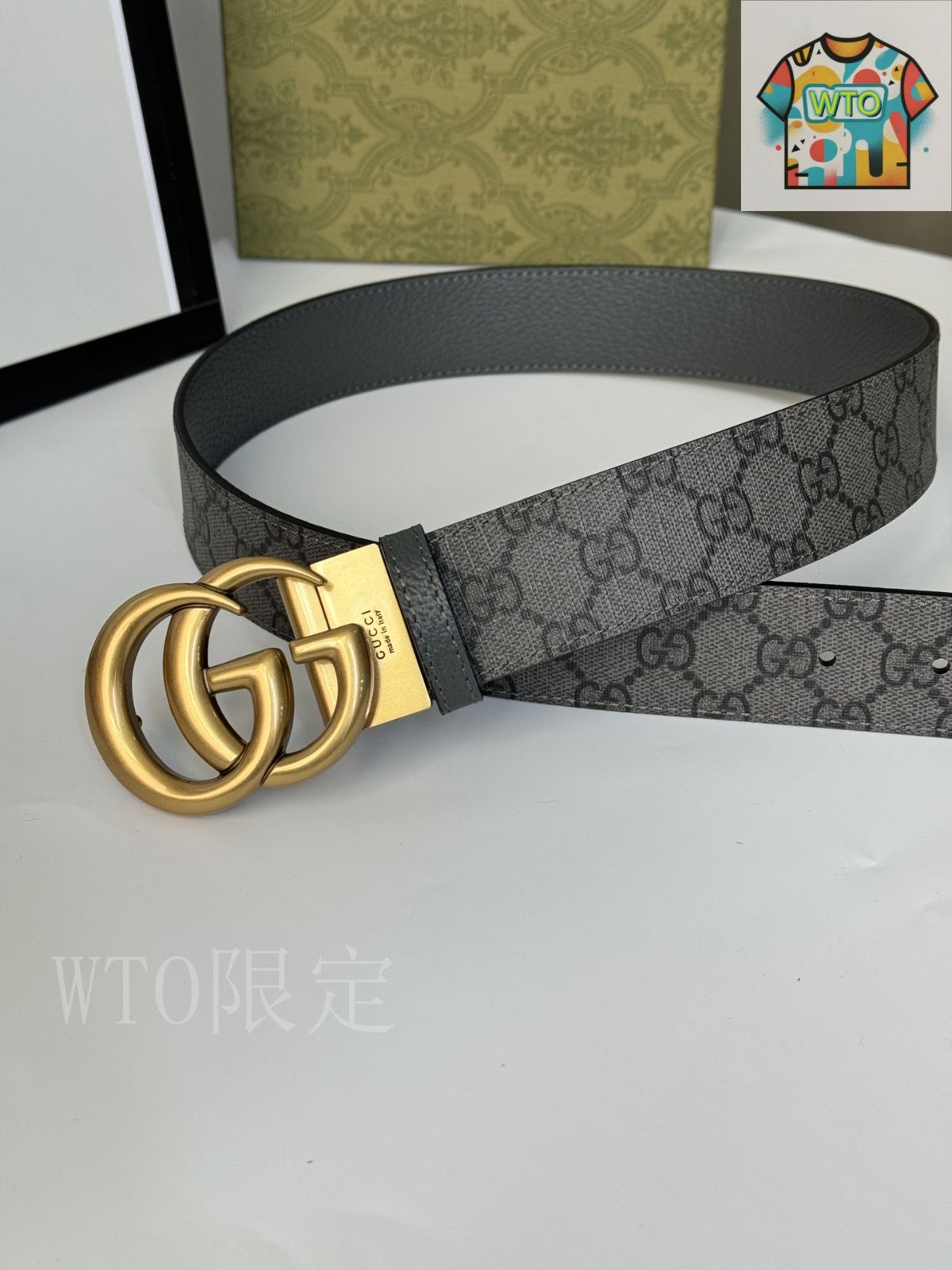 今日WTO】Gucci グッチ ダブル G レトロ回転バックル ベルト-1
