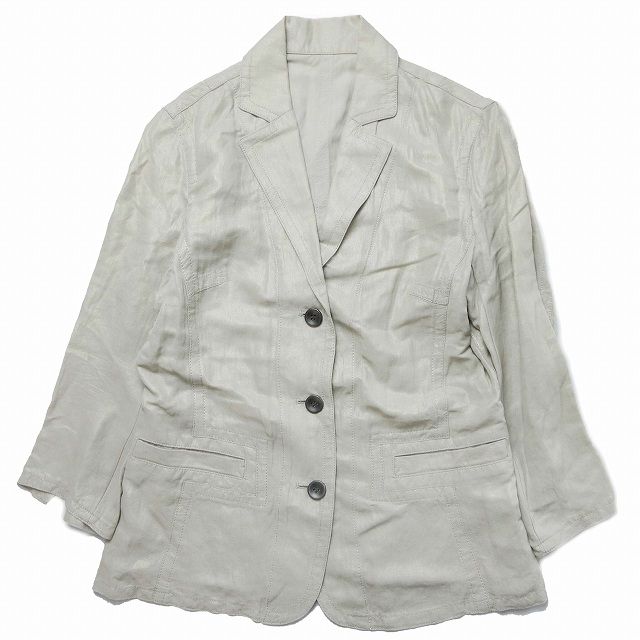 レリアン　パイピングジャケット　7分袖　紺　リネン素材　美品　13➕肩幅42