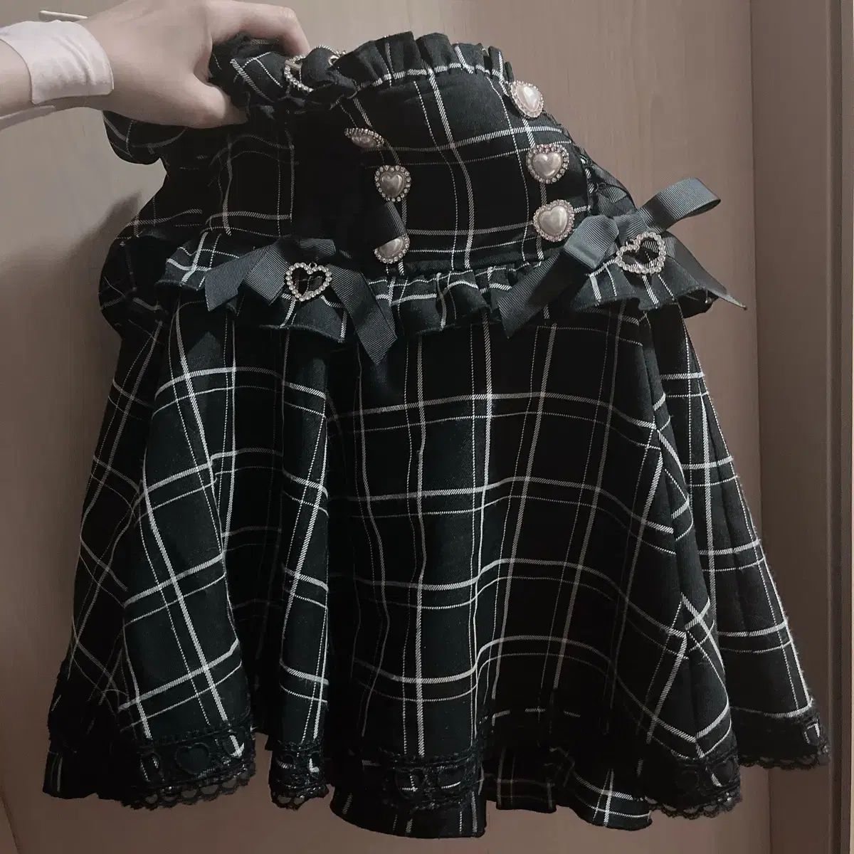 リズリサレースアップコルセットライクスカパン ブラックチェック