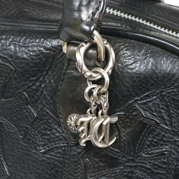 CHROME HEARTS 銀座店 クロムハーツ ジムバッグ スモール セメタリークロスパッチ レザー SV925 黒 96051