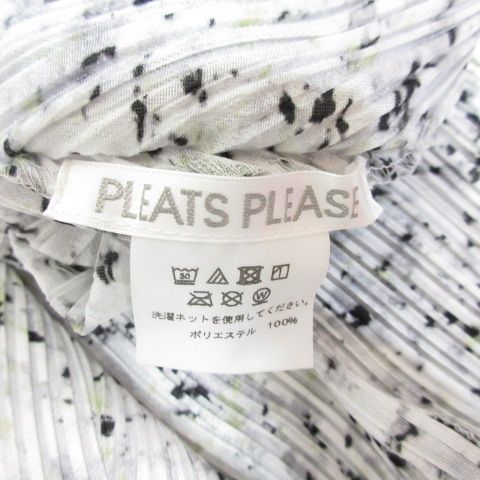 プリーツプリーズ PLEATS PLEASE イッセイミヤケ 総柄 ノースリーブ プリーツ チュニック ワンピース 4 ライトグレー Vネック  サイドスリット 日本製 - メルカリ