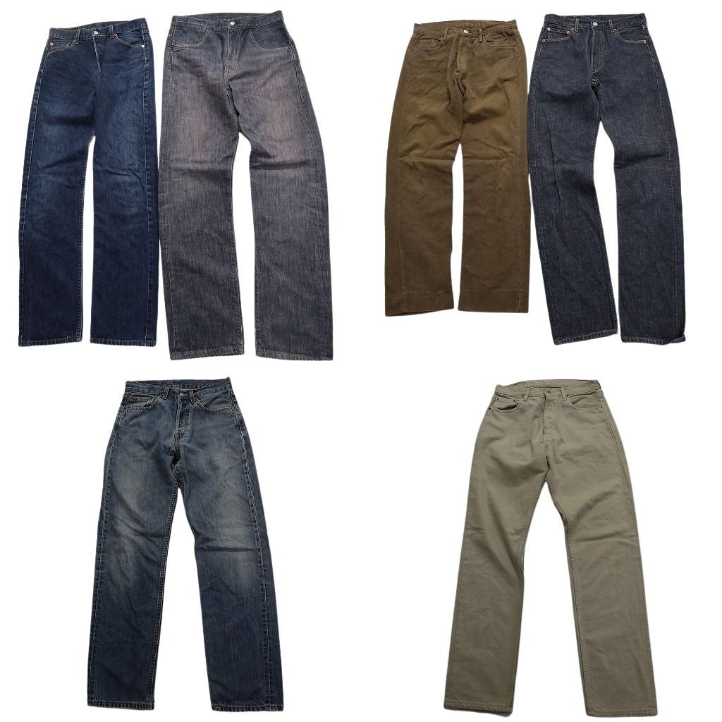 古着卸 リーバイス デニム パンツ 6枚セット メンズ W29 |W30 |W32 501 590 517 インディゴブルー 白 古着 NA7156