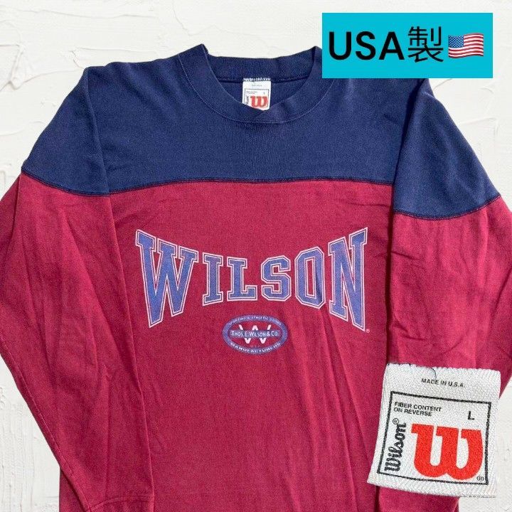 ユーズド ビンテージ 古着 長袖 Tシャツ ロンT JWA wilson USA製 赤