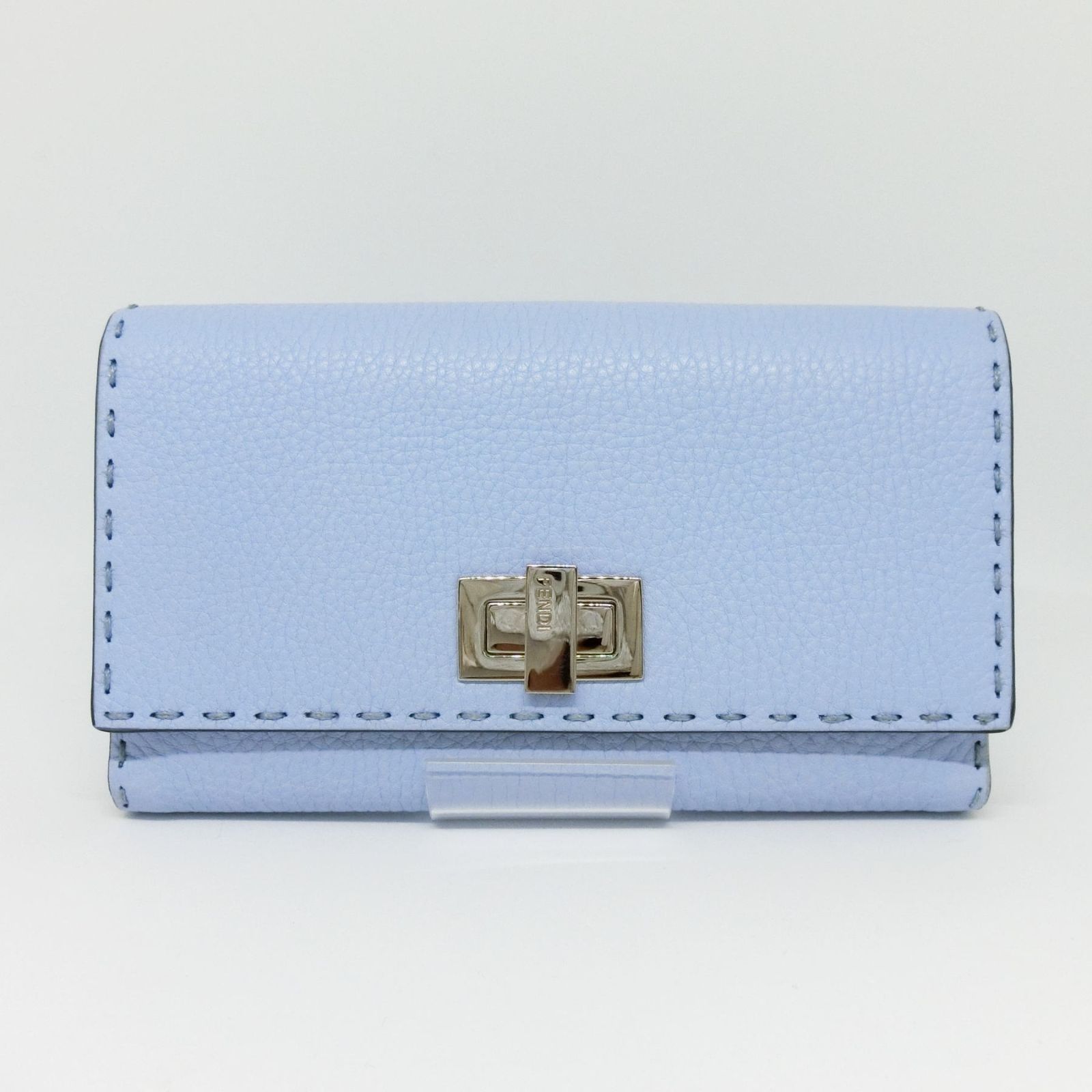 フェンディ FENDI セレリア ピーカブー Wホック二つ折り長財布 8M0308 ライトブルー系 CELESTE SKY★極美品★