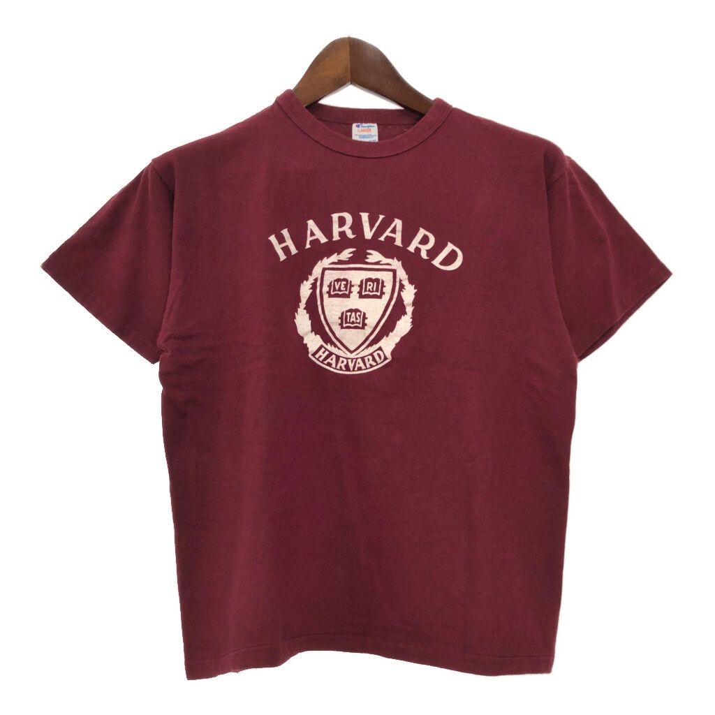 80年代 Champion チャンピオン HARVARD ハーバード 半袖Ｔシャツ ワインレッド メンズ LARGE 古着 T7134