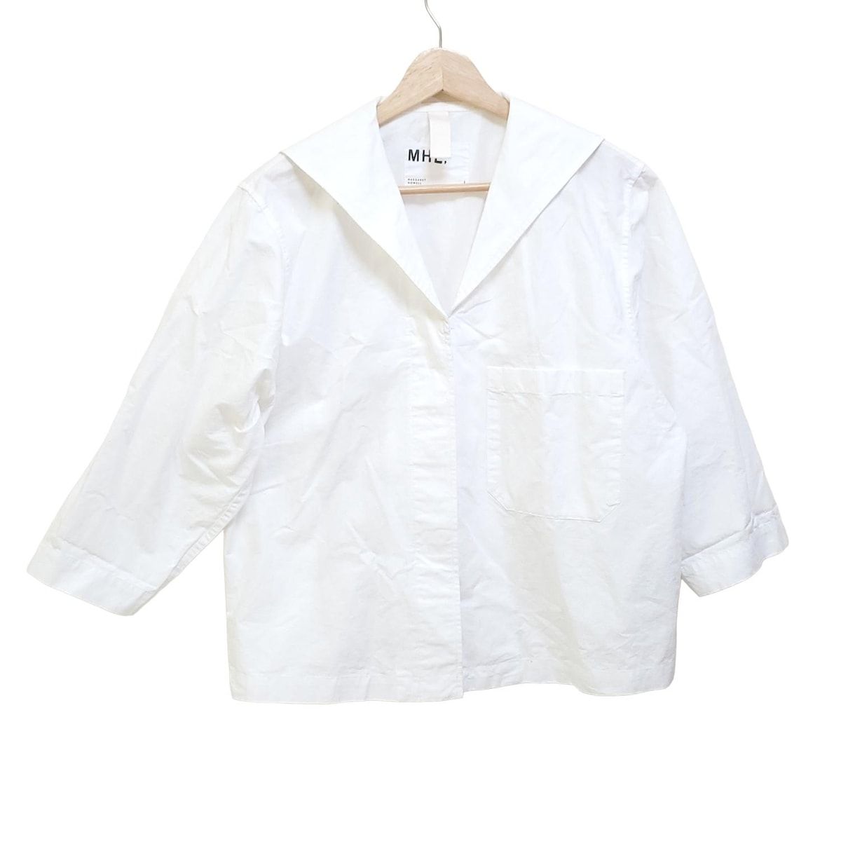 美品】MHL シャツ エムエイチエル 美品 MHL バンドカラーコットン