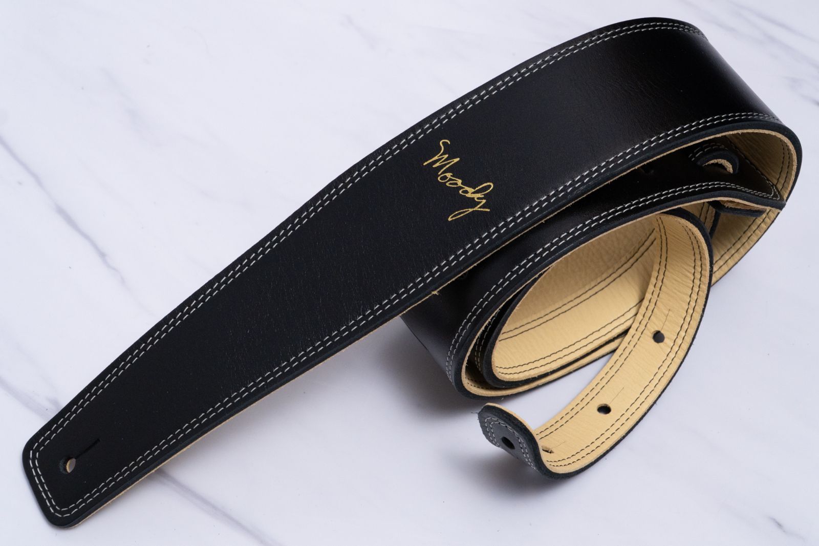 new Moody Straps | 2.5 Inch Black|Cream Leather Long Tail GIB横浜