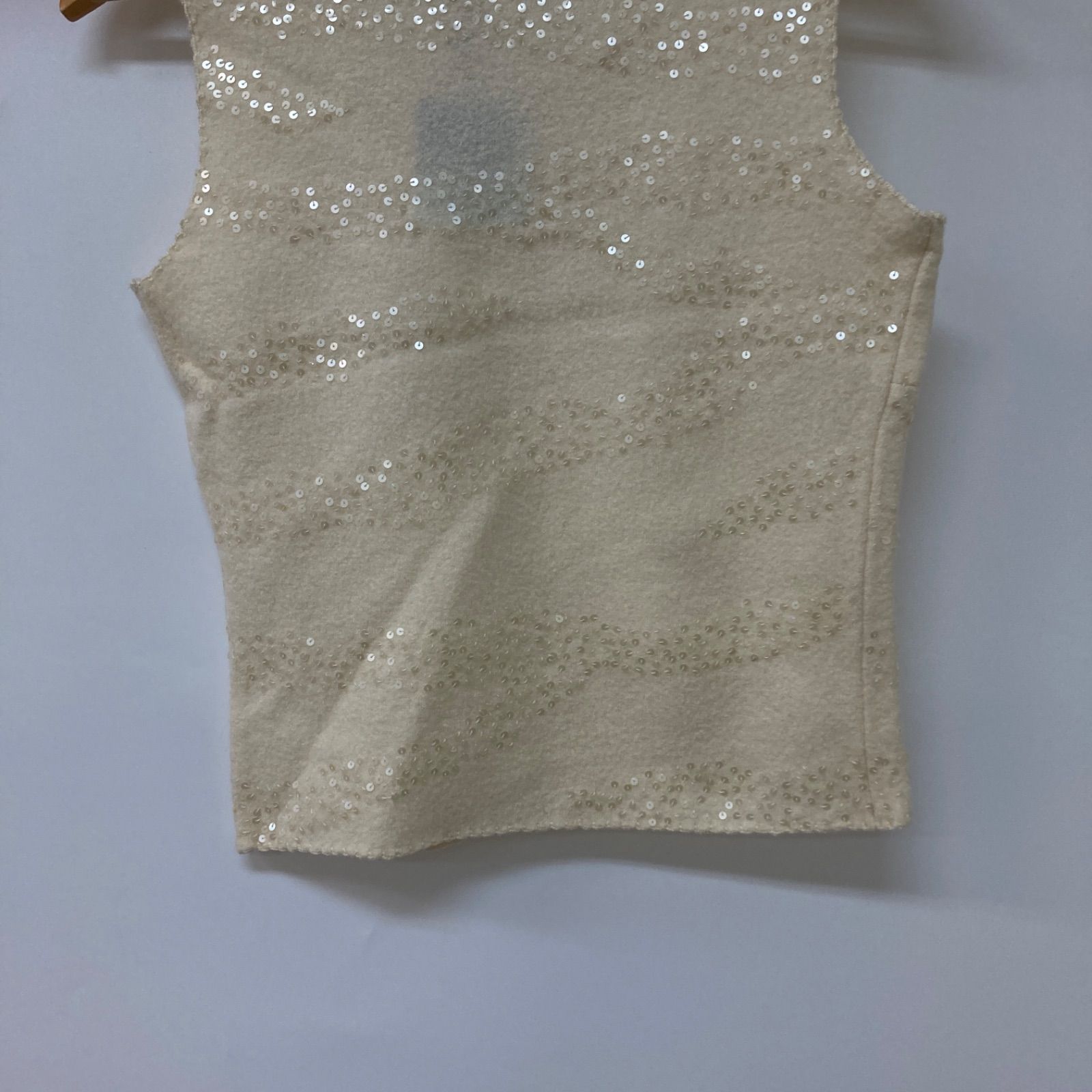  LANVIN ランバン トップス ノースリーブ スパンコール ホワイト レディース CT 2182 ノースリーブ シャツ ブラウス