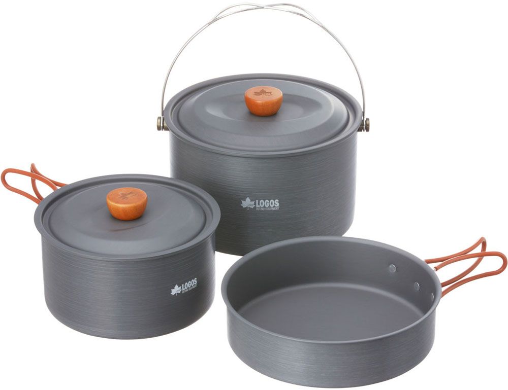 ロゴス LOGOS アウトドア ファミリークッカーセット 家族用 鍋 三点セット キャンプ バーベキュー BBQ 調理 クッキング 吊り鍋 フライパン 鍋料理 小鍋 コンパクト収納 収納袋付き  81210209 ロゴス LOGOS アウトドア ファミリークッカーセット 家族用 鍋 三点