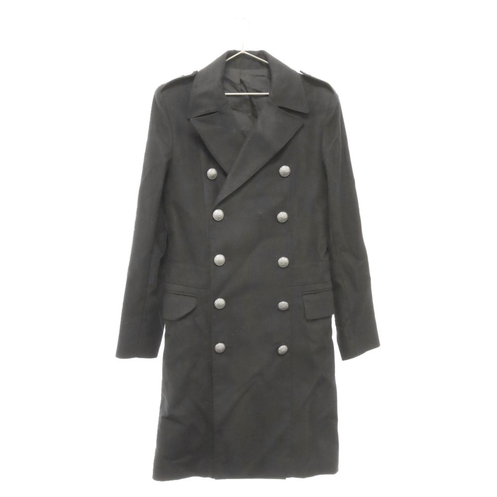 BALMAIN (バルマン) Double Breasted Black Coat ダブルブレスト ビスコースロング コート ジャケット ブラック W8H3089T374