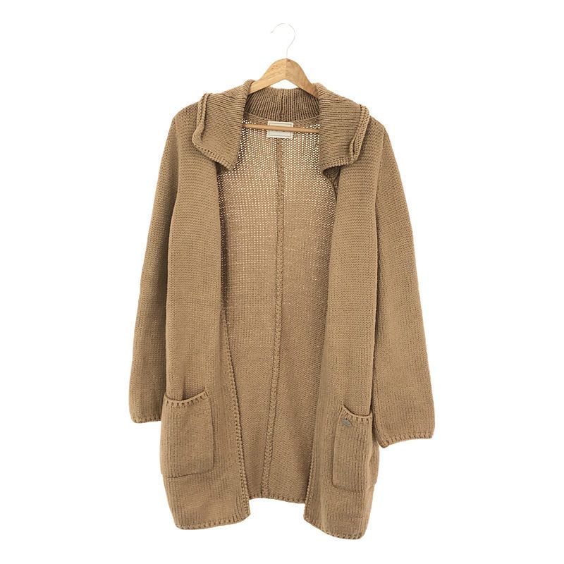 フォクシー FOXEY 美品 ウィングカラーロングカーディガン ニット ロゴプレート 35226-kajfy110mk ベージュ F フリーサイズ IBO71 レディー フォクシー ウィングカラーロングカーディガン 38（FOXEY