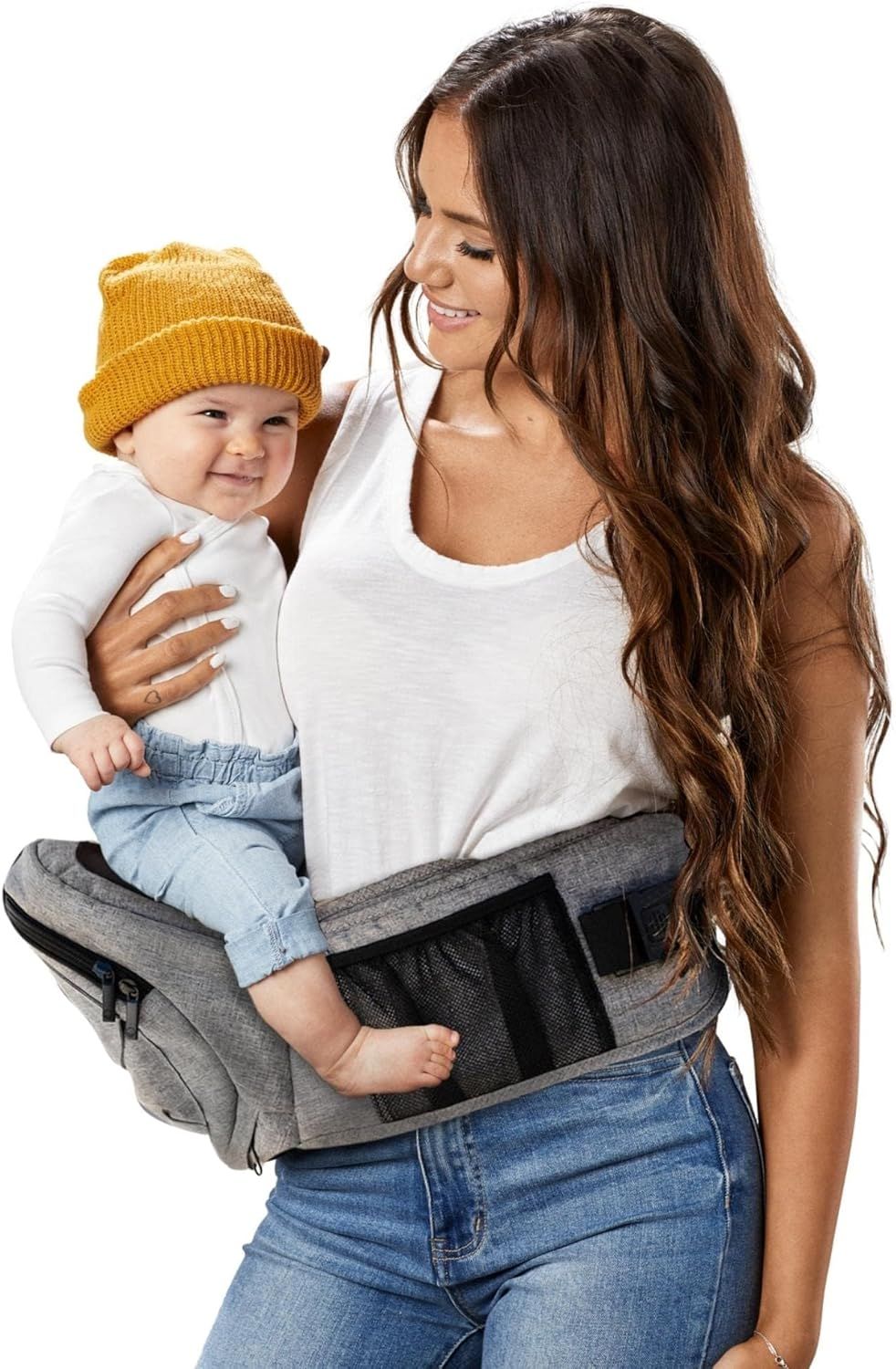 TushBaby タッシュベビー ヒップシート 抱っこひも 二重ロック 調整できる腰ベルト 滑り止め スマホポケット 哺乳瓶ホルダー 洗濯可 抱っこ革命 肩腰が快適に 20キロまで 【日本総代理店品】 (